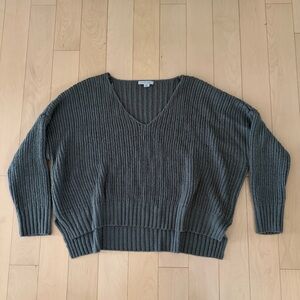 Favlux Gray Oversized Vneck Knit Sweater